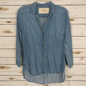 Bella Dahl Printed Chambray Tunic Top Tencel